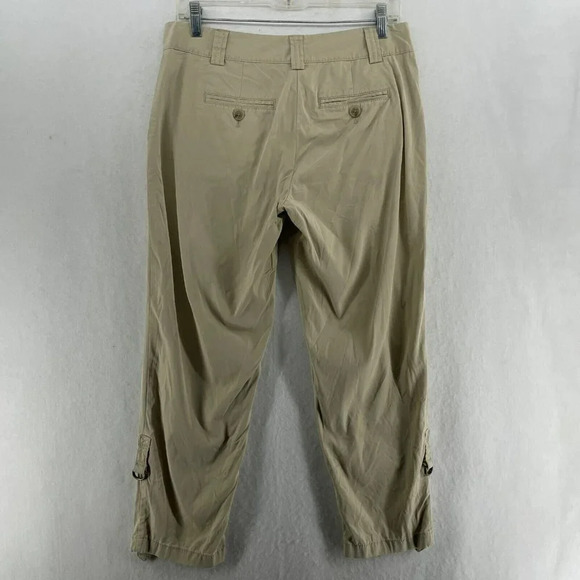 Ann Taylor Capri Pants Women's Sz 4P Beige Slash Pockets Cargo Style Lyocell - Picture 2 of 13